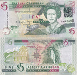 East Caribbean 5 Dollars ND 2008 P 47 UNC