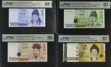 South Korea Set 4; 100-50000 Won ND 2009 P54-P57 Superb Gem UNC PMG 66 67 68 EPQ