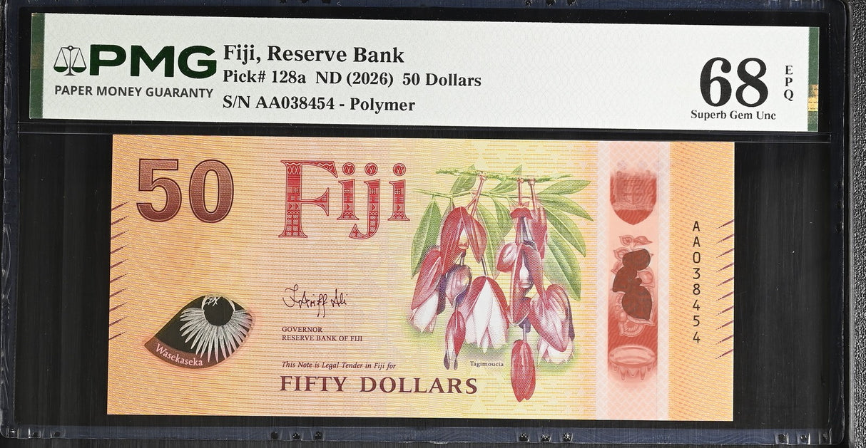 Fiji 50 Dollars ND 2026 P 128 a Superb Gem UNC PMG 68 EPQ TOP POP