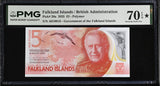 Falkland Islands 5 Pounds 2025 P 20 a Superb Gem UNC PMG 70 EPQ Extra Star TOP