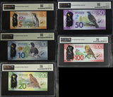 New Zealand Set 5; 5-100 Dollars 2015-18 P 191-P 195 Superb Gem PMG 67 68 EPQ