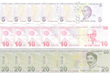 Turkey SET 3 X Lot 5 = 15 UNC 5 10 20 Lira 2022/2025 Mixed Prefix P 222 223 224