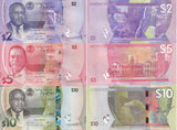 Belize set 3 AU 2 5 10 Dollars 2025 P NEW 73 74 75 Design BIRD Waterfall AUnc