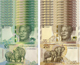 South Africa Set 2 Pcs 10 20 Rand 2023 P 148 149 UNC LOT 10 Sets = 20 Pcs
