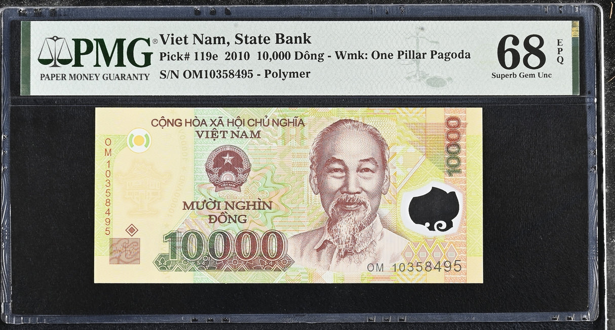 Vietnam 10000 Dong 2010 Polymer P 119 e Superb Gem UNC PMG 68 EPQ