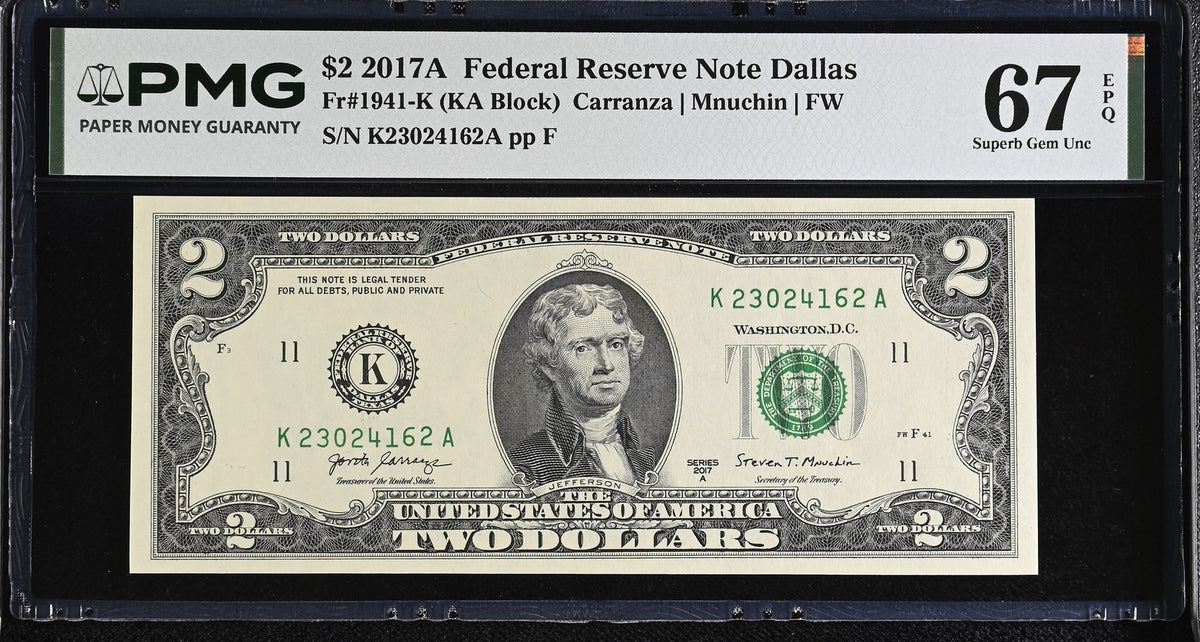 United States 2 Dollars Usa 2017A P 545 K Dallas Superb Gem UNC PMG 67 EPQ