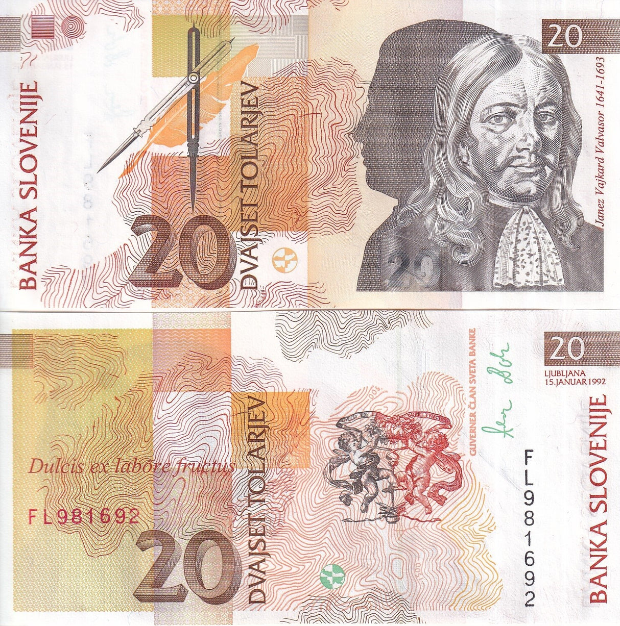 Slovenia 20 Tolajev 1992 P 12 UNC