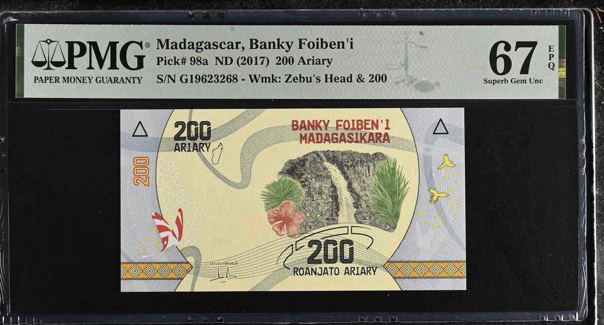Madagascar 200 Ariary ND 2017 P 98 a Superb Gem UNC PMG 67 EPQ