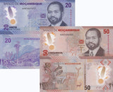Mozambique set 2 PCS 20 50 Meticais 2024 Polymer New family P 155 156 AUnc