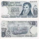 Argentina 5 Pesos ND 1975 P 294 UNC ,Monument of the Flag), Rosario