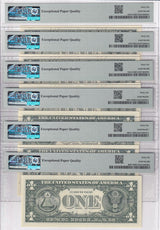 United States SET 6 ,1 Dollar USA FRN Mixed State Gem UNC PMG 66 EPQ