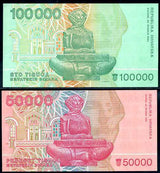 Croatia Set 2 UNC 50000 100000 Dinara 1993 P 26 27 ,sculptured by Ivan Mestro