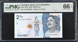 Colombia 2000 Pesos 2022 P 458 h Gem UNC PMG 66 EPQ