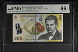 Romania 200 Lei 2021 P 122 k Polymer Gem UNC PMG 66 EPQ