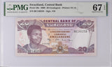 Swaziland 20 Emalangeni 2006 P 30 c Superb Gem UNC PMG 67 EPQ