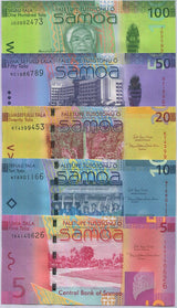 Samoa Set 5 UNC 5 10 20 50 100 Tala 2017 P 38 39 40 41 44