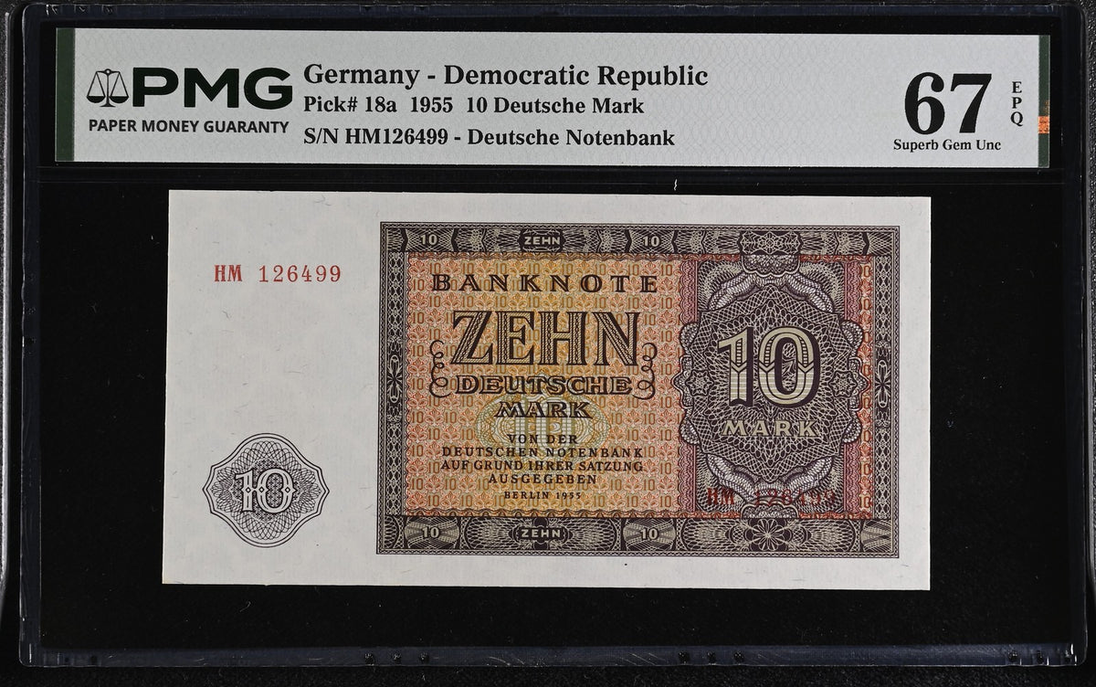 Germany 10 Deutsche Mark 1955 P 18 a Superb Gem UNC PMG 67 EPQ
