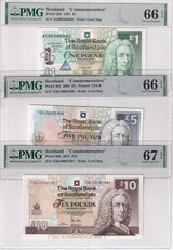 Scotland Set 3 ;1 5 10 Pounds 2012 P 368 Comm. Superb Gem UNC PMG 66 67 EPQ
