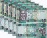 South Sudan 10 Pounds 2015 P 12 UNC LOT 5 PCS