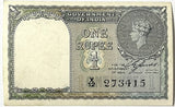 India 1 Rupee ND 1940 P 25 a George VI without Pin Hole XF/AU