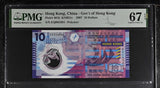 Hong Kong 10 Dollars 2007 P 401 b Polymer Superb Gem UNC PMG 67 EPQ