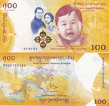 Bhutan 100 Ngultrum 2016 Commemorative P 37 UNC WITH FOLDER Mountains, dragon