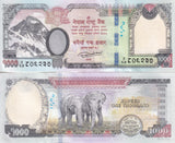 Nepal 1000 Rupees ND 2019 P 82 UNC, Mount Everest, Elephants