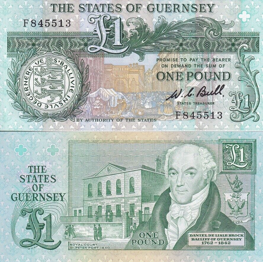 GUERNSEY 1 POUND ND 1980-1989 P 48 W.C.BULL UNC