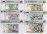 Romania Set 6; 1 10-200 Lei 2017-24 P 117-122 Superb Gem UNC PMG 66 67 68 EPQ