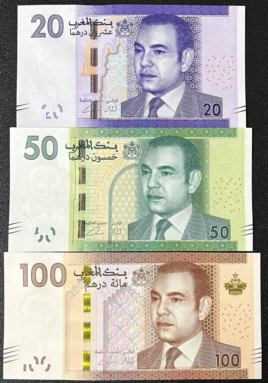 Morocco Set 3 PCS 20 50 100 Dirhams 2012 P 74 P 75 P 76 UNC