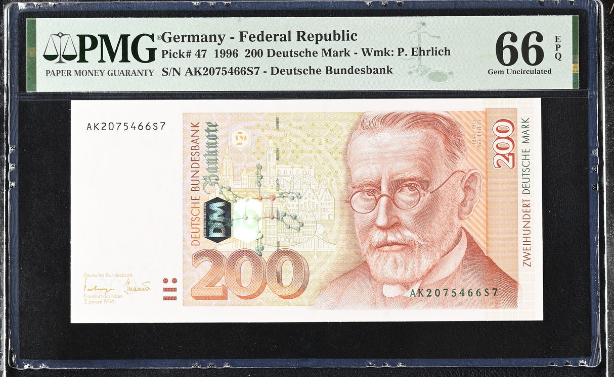 Germany Federal Republic 200 Mark 1996 P 47 Gem UNC PMG 66 EPQ