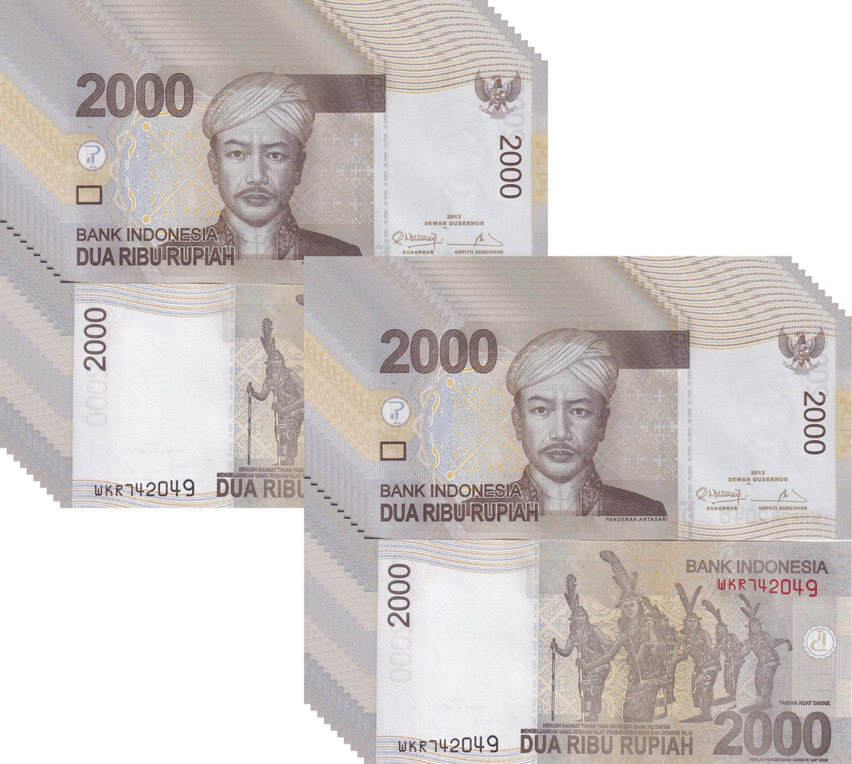 Indonesia 2000 Rupiah 2013/2009 P 148 e UNC LOT 20 PCS