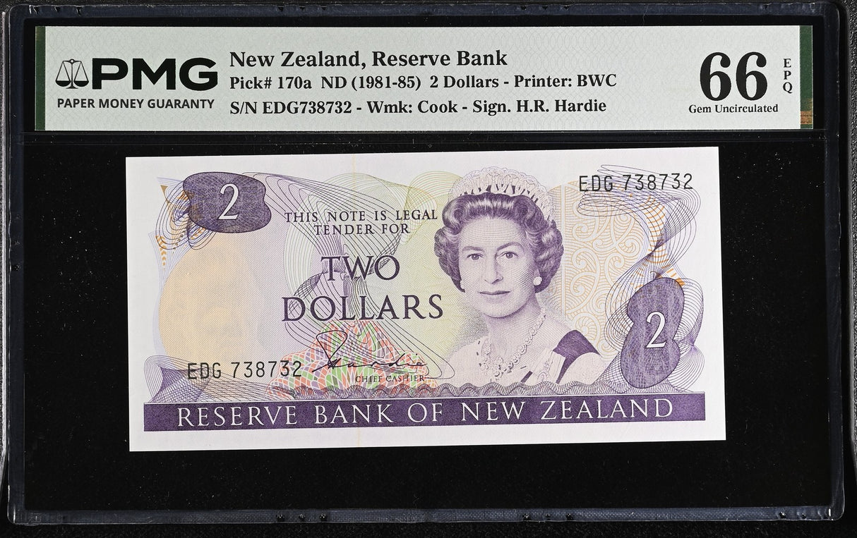 New Zealand 2 Dollars ND 1981-1985 P 170 a Gem UNC PMG 66 EPQ
