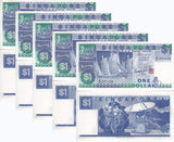 Singapore 1 Dollar ND 1987 P 18 a UNC LOT 5 PCS