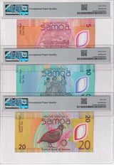 Samoa SET 3; 5 10 20 Tala ND 2024 P 50-52 CHOGM Superb Gem UNC PMG 66 67 EPQ