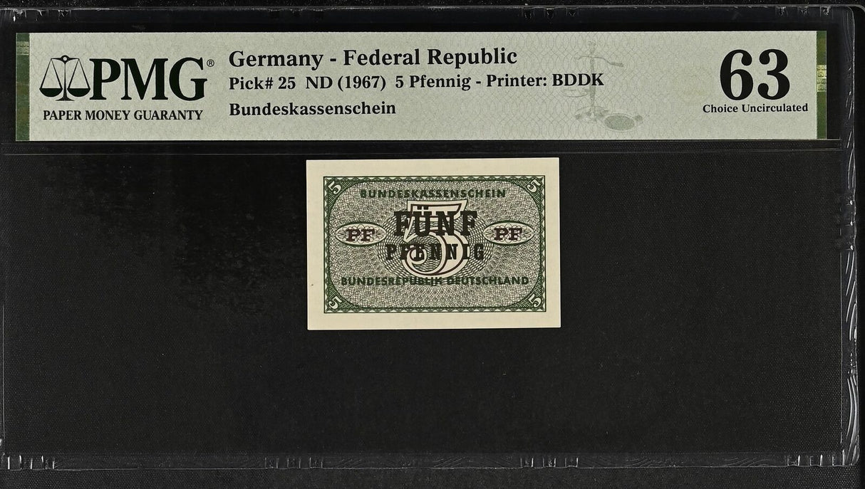 Germany Federal Republic 5 Pfennig ND 1967 P 25 Choice UNC PMG 63