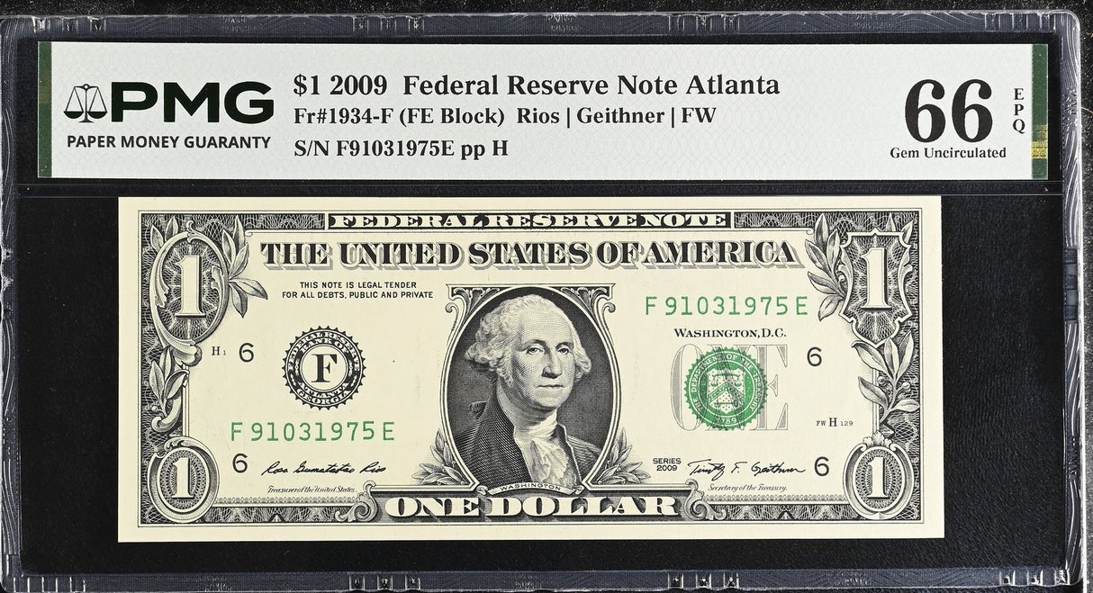 United States 1 Dollar USA 2009 P 530 F Atlanta Gem UNC PMG 66 EPQ