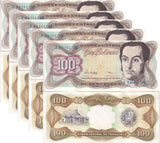 Venezuela 100 Bolivares 1998 P 66 f UNC LOT 5 PCS