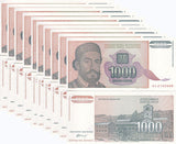 Yugoslavia 1000 Dinara 1994 P 140 UNC LOT 10 PCS