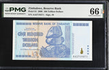 Zimbabwe 100 Trillion Dollars 2008 P 91 Gem UNC PMG 66 EPQ , Chiremba Rock