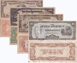 Philippines set 4 5 10 PESOS 1942 WWII Occupation P 107 108 110 111 HEAVY USED