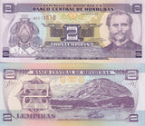 Honduras 2 Lempiras 2010 P 80Ah UNC Arms, Marco Aurelio Soto