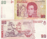 Argentina 20 Pesos 2013 P 355 Mixed Suffix UNC