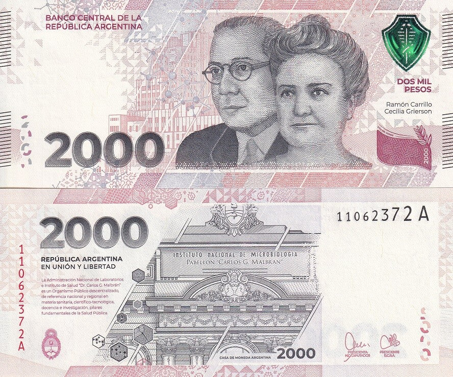 Argentina 2000 Pesos 2023 Commemorative P 368 Version # 1 UNC