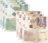 South Africa Set 2 X LOT 3 = 6 UNC 10 20  Rands 2005 2009 P 128 a P 129 b