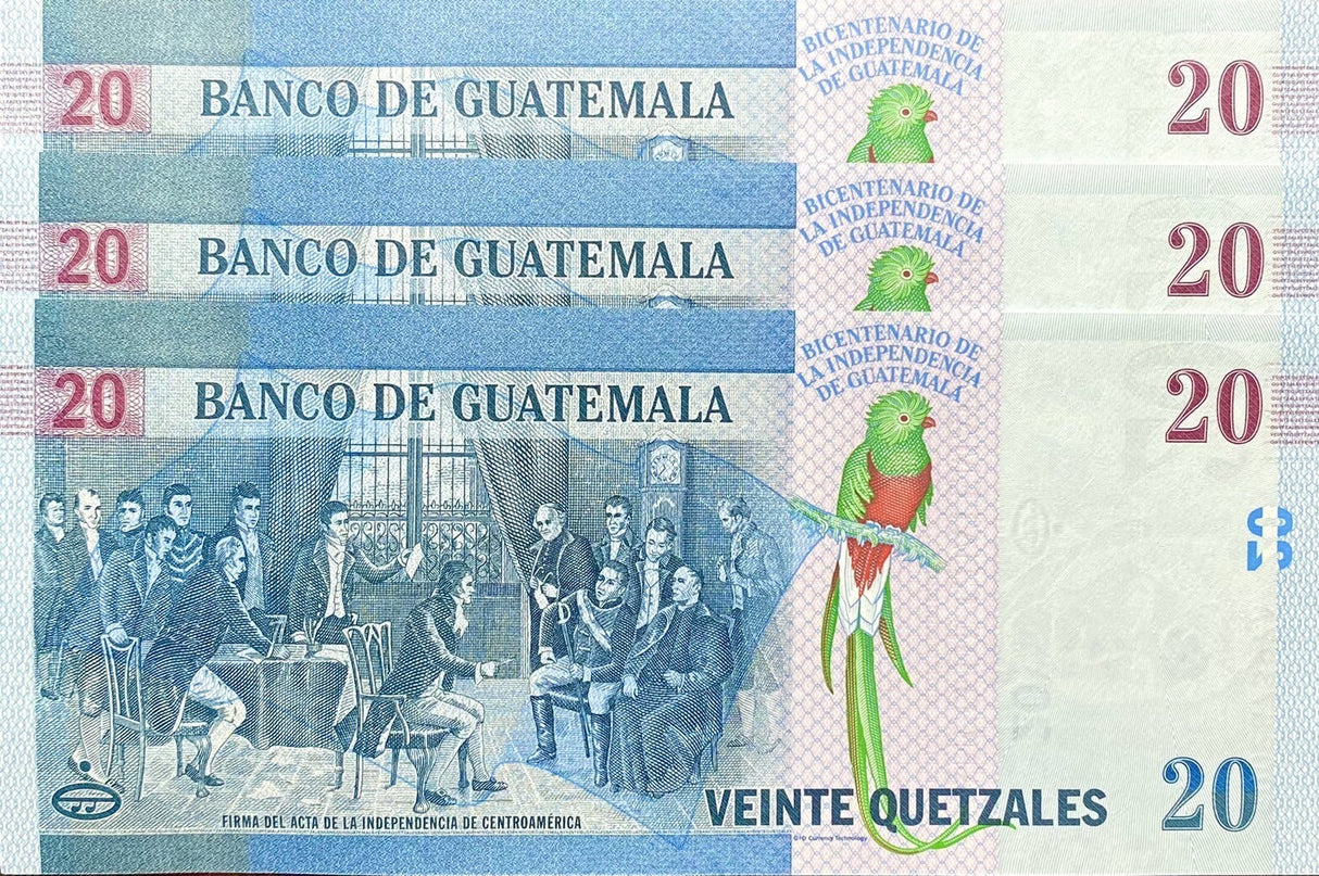 Guatemala 20 Quetzales 2021 200 Year Independence Comm. P 127 UNC Lot 3 Pcs