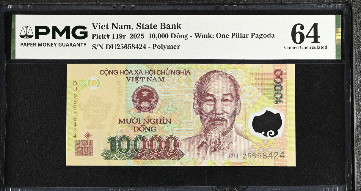 Vietnam 10000 Dong 2025 P 119 r Choice UNC PMG 64 , Polymer Grade Note