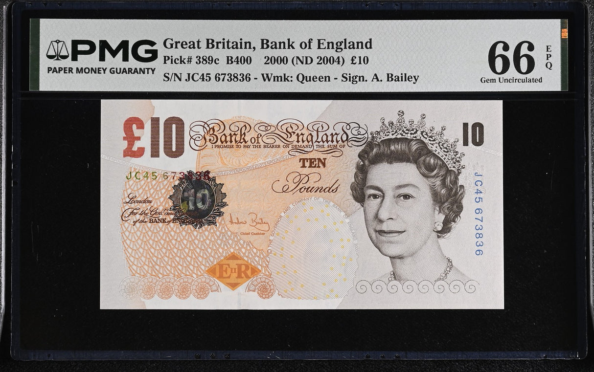 Great Britain 10 POUNDS 2000 ND 2004 P 389 c Gem UNC PMG 66 EPQ