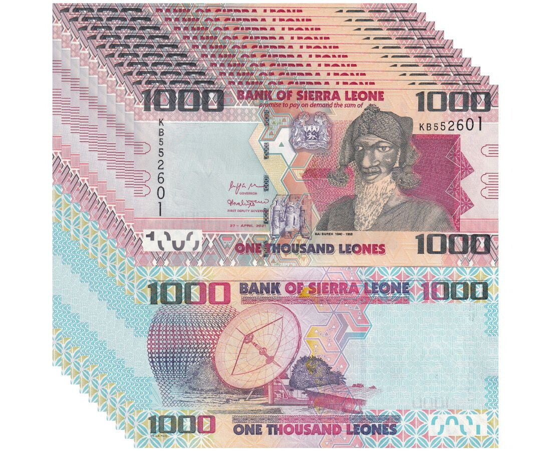 Sierra Leone 1000 Leones 2021 P 30 ,Bai Bureh, Satellite dish, UNC LOT 10 PCS
