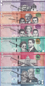Dominican Set 6 UNC 50 100 - 2000 Pesos 2016 P 189 P 190 - P 194 SPECIMEN